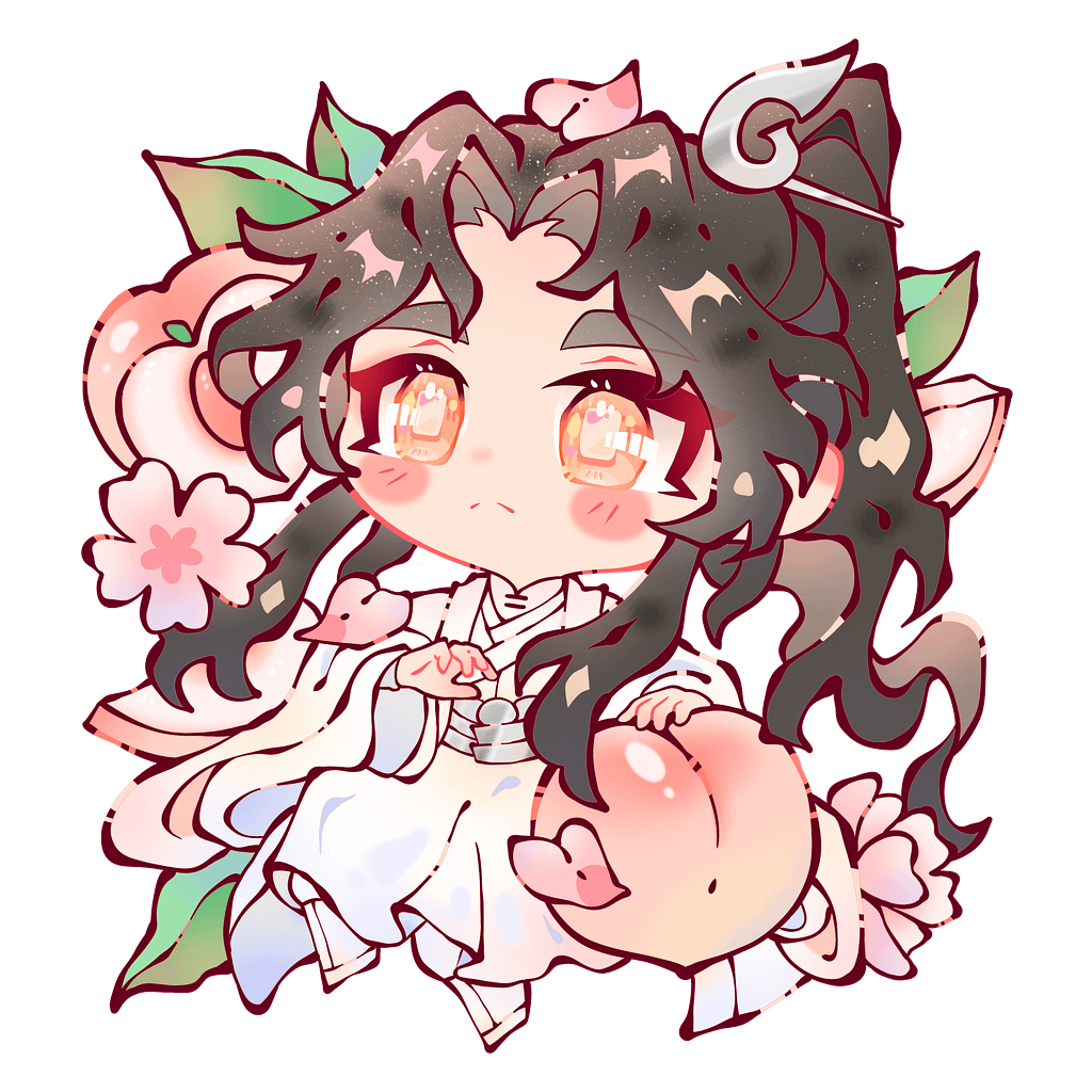 White Peach Chu Wanning design for “Fruity Danmei Babies” Kickstarter campaign