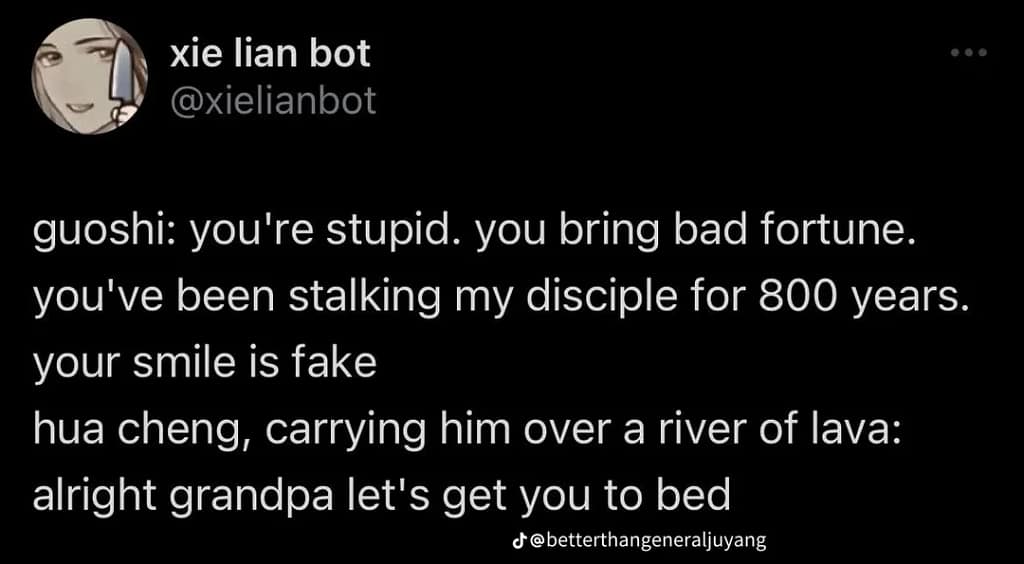 Hua Cheng making fun of Guoshi