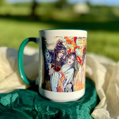 Mug in the sun with Xiao Chiye and Shen Zechuan features, art by Linlin