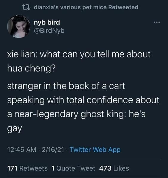 Stranger in a hay cart knows a lot about Hua Cheng