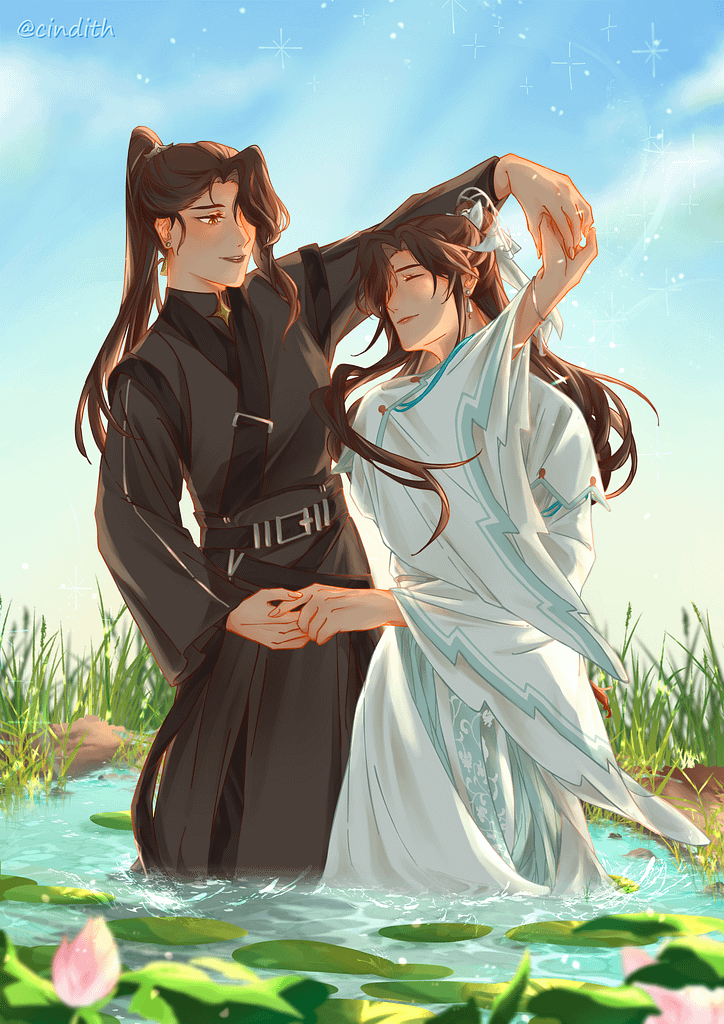 Fem Beefleaf dancing together in a lake