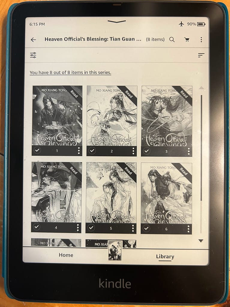 Kindle showing Heaven Official's Blessing