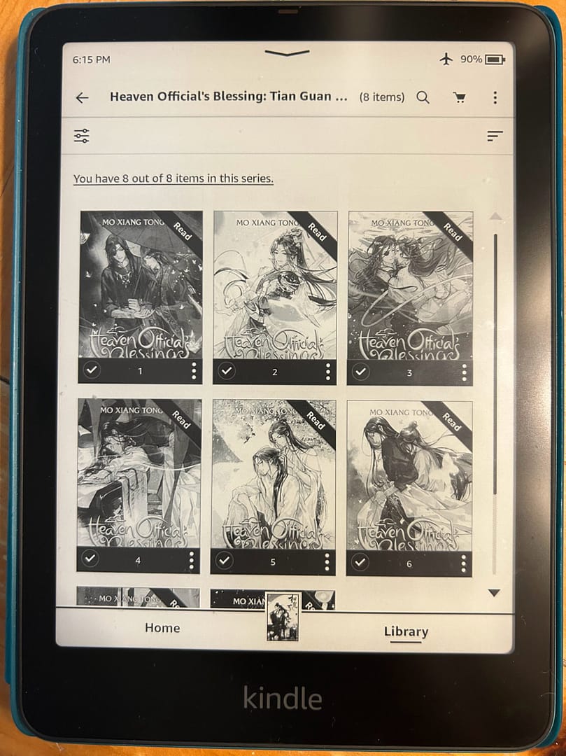 Kindle showing Heaven Official's Blessing