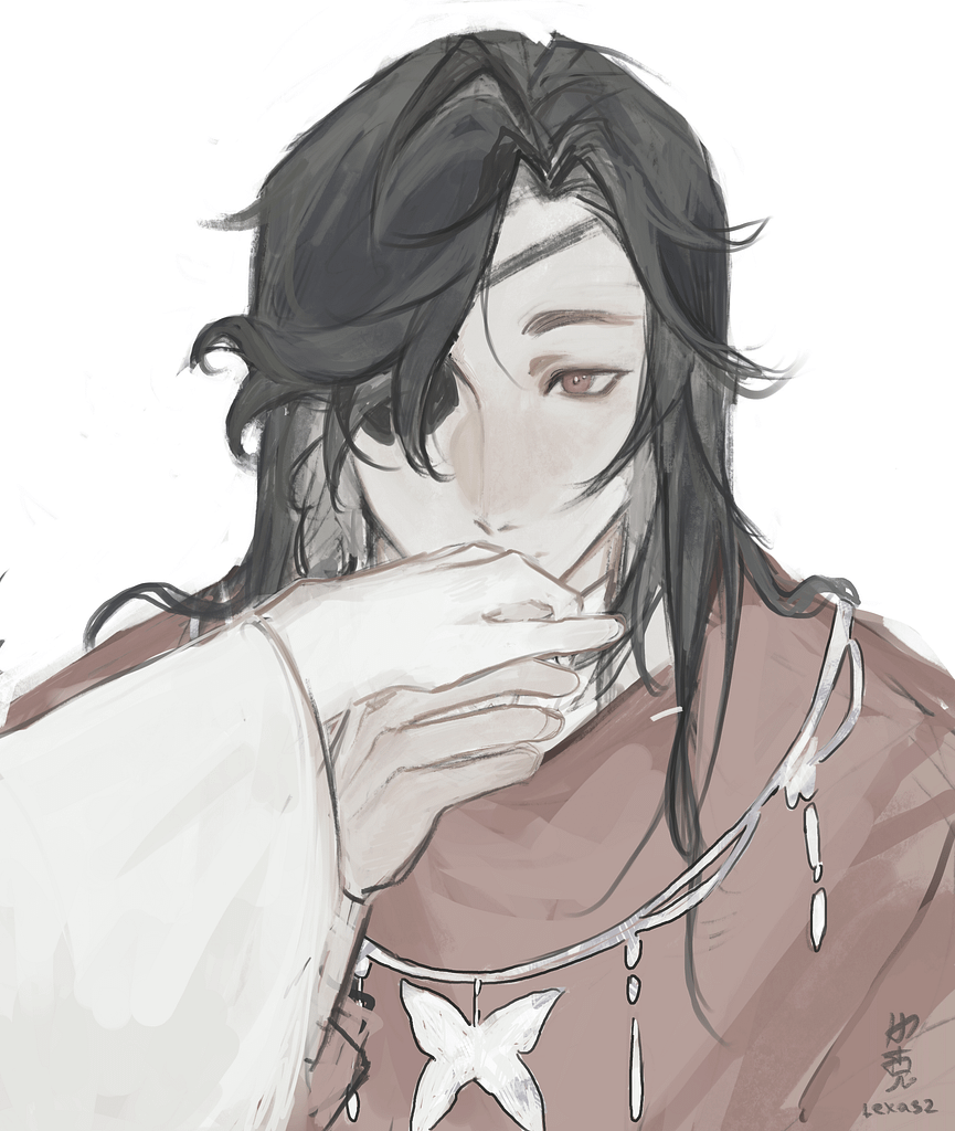 Hua Cheng kissing his God's hand