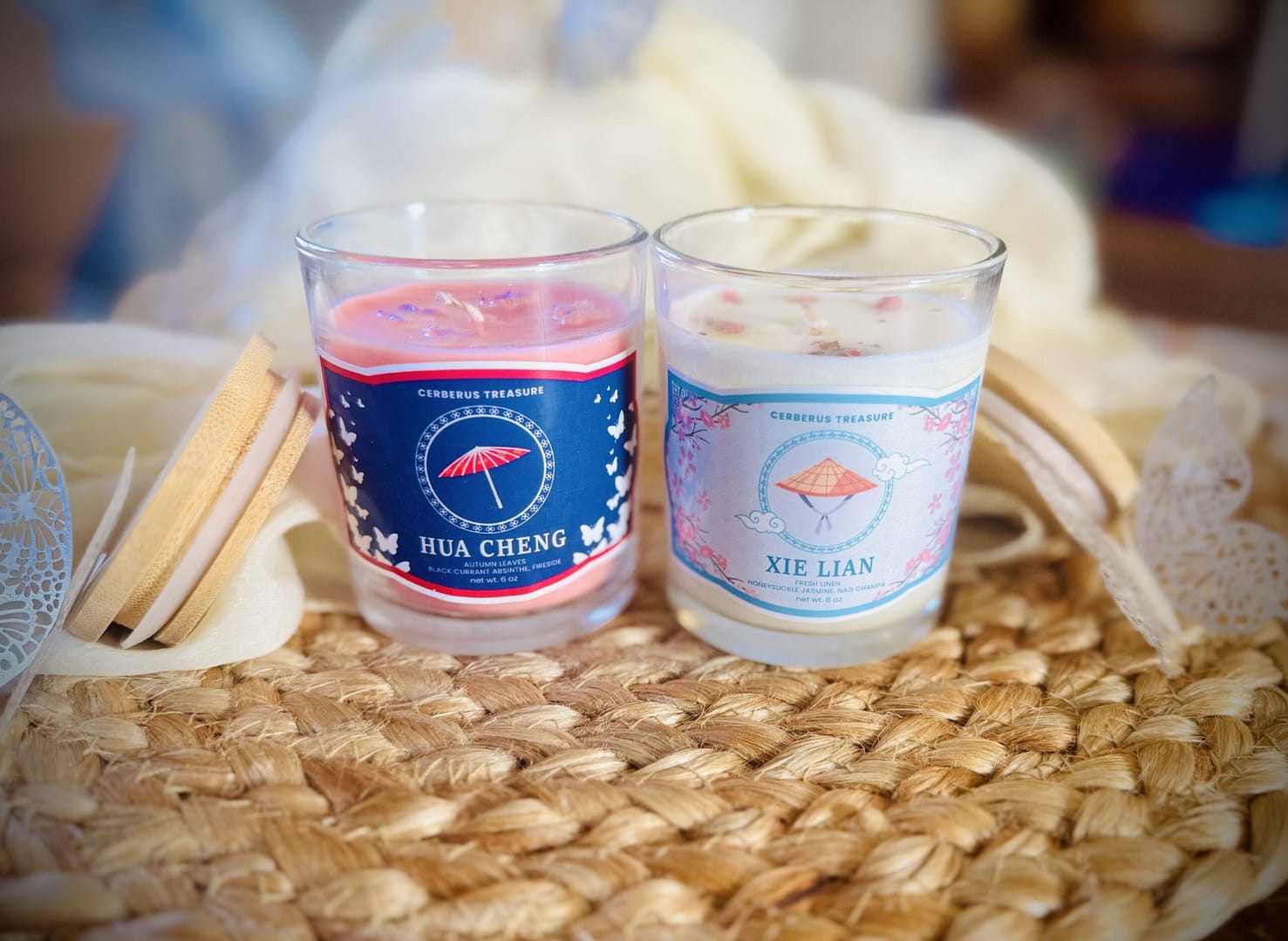 Hua Cheng and Xie Lian candles with tops off