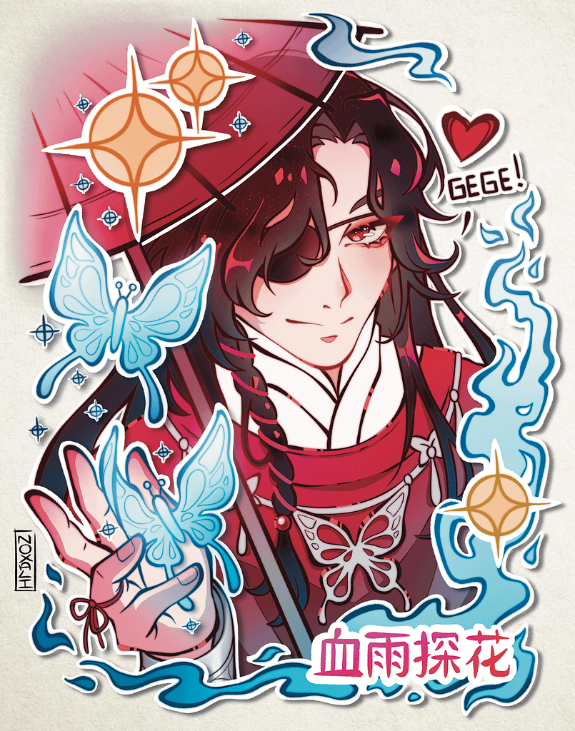 Hua Cheng in my original tattoo-like style