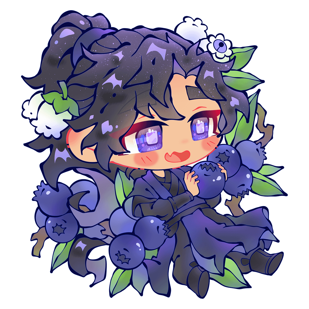 Blueberry Mo Ran design for “Fruity Danmei Babies” Kickstarter campaign